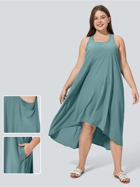 NWT Halara Breezeful Racerpocket High Flowy Midi Quick Dry Dress 1X